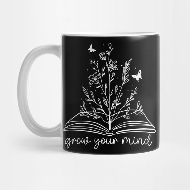 Grow Your Mind Book Lover with Flowers by Shirts by Jamie